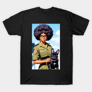 Military Girl with French Bully T-Shirt